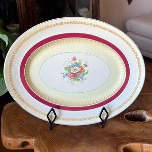 Antique 16 1/8” Wood & Sons Ivory Ware Buckingham Floral Large Serving Platter
